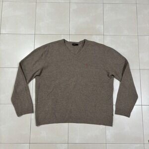 Fjallraven V Neck Lambs Wool Sweater Men's XL Brown Pullover Gorp Core Red Fox